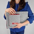 personalized felt laptop sleeve with red zipper MacBook case embroided name
