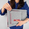 personalized felt laptop sleeve with red zipper MacBook case embroided name