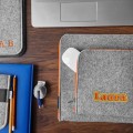 personalized laptop case with embroided name MacBook sleeve orange zipper