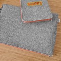 personalized laptop case with embroided name MacBook sleeve orange zipper