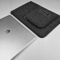 dark grey felt MacBook case with name personalized laptop sleeve black zipper