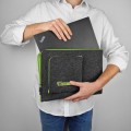personalizowane etui na laptopa ciemnoszary filc zielony zamek haft komputerowy macbook pokrowiec lenovo hp dell