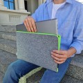 fluo green zipper macbook sleeve felt laptop case mac cover
