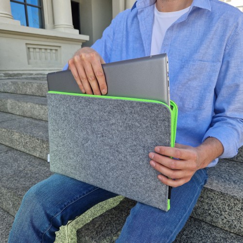 fluo green zipper macbook sleeve felt laptop case mac cover