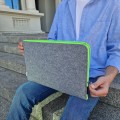 fluo green zipper macbook sleeve felt laptop case mac cover dell hp 14 inch