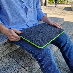 FLUO GREEN DARK GREY FELT LAPTOP CASE