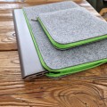 fluo green zippers laptop case macbook felt sleeve with pocket mac pro 14 cover