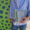 fluo green zippers laptop case macbook felt sleeve with pocket 15 inch cover