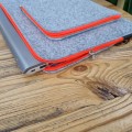 fluo orange zippers laptop felt case with pocket macbook sleeve 13 inch hand made cover