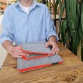 fluo orange zippers laptop felt case with pocket macbook sleeve 14 inch hand made cover