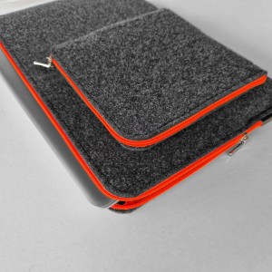 FLUO ORANGE DARK GREY FELT SLEEVE WITH POCKET