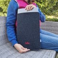 vertical dark grey felt case personalized with name MacBook sleeve laptop cover