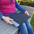 vertical dark grey felt case personalized with name MacBook sleeve laptop cover