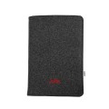 vertical dark grey felt case personalized with name MacBook sleeve laptop cover