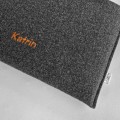 horizontal dark grey felt laptop case with name MacBook sleeve personalized 15 inch cover