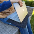 horizontal dark grey felt laptop case with name MacBook sleeve personalized 14 inch cover