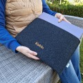 horizontal dark grey felt laptop case with name MacBook sleeve personalized 13 inch cover