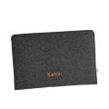 horizontal dark grey felt laptop case with name MacBook sleeve personalized mac air 15 cover