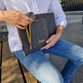 dark grey felt macbook cover personalized laptop sleeve yellow zippers mac neo case