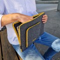 dark grey felt macbook cover personalized laptop sleeve yellow zippers mac pro 14 case
