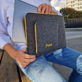 dark grey felt macbook cover personalized laptop sleeve yellow zippers mac pro 16 case