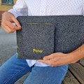 etui na laptopa personalizowany pokrowiec filcowy macbook żółty zamek
