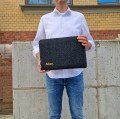 dark grey felt laptop sleeve MacBook case personalized with embroided name all Mac models custom size cover
