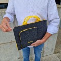 filcowe etui macbook ciemnoszary pokrowiec żółte rączki personalizowane etui na laptopa haft komputerowy
