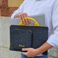 filcowe etui macbook ciemnoszary pokrowiec żółte rączki personalizowane etui na laptopa hp dell