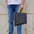 MacBook felt case with hands and embroided name in yellow laptop sleeve 13 inch cover